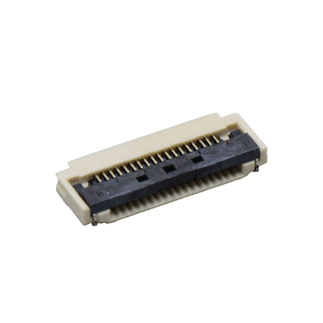 Pitch 0.50mm 90°H2.00mm 前掀盖下接触带蝴蝶扣卧贴 FPC
 18pin 本色 镀半金1U",镍